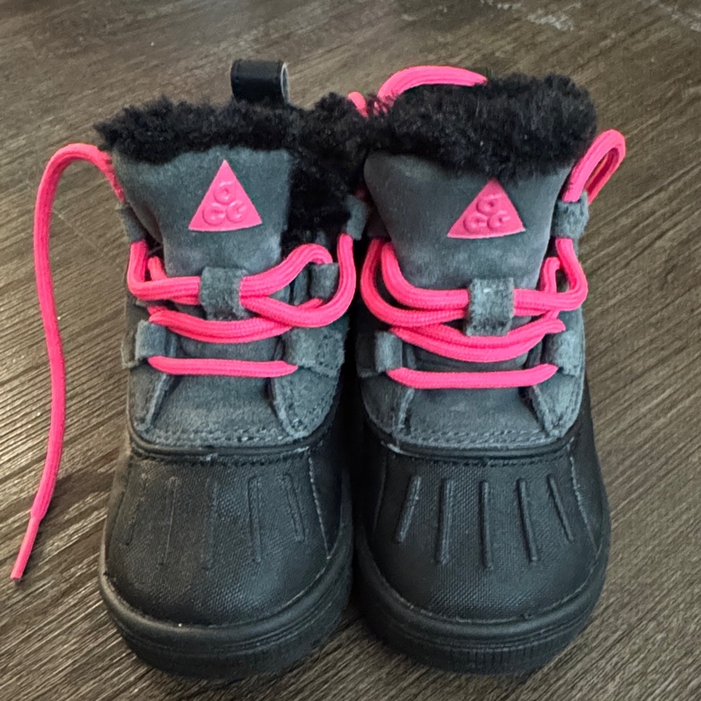 Nike Kids Black and Pink Boots